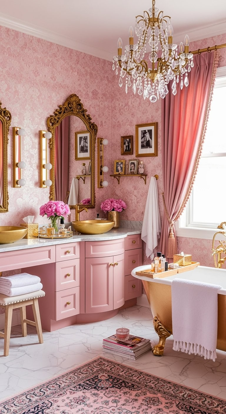 **12 Glamorous Pink and Gold Bathroom Ideas for a Luxe, Modern Retreat**